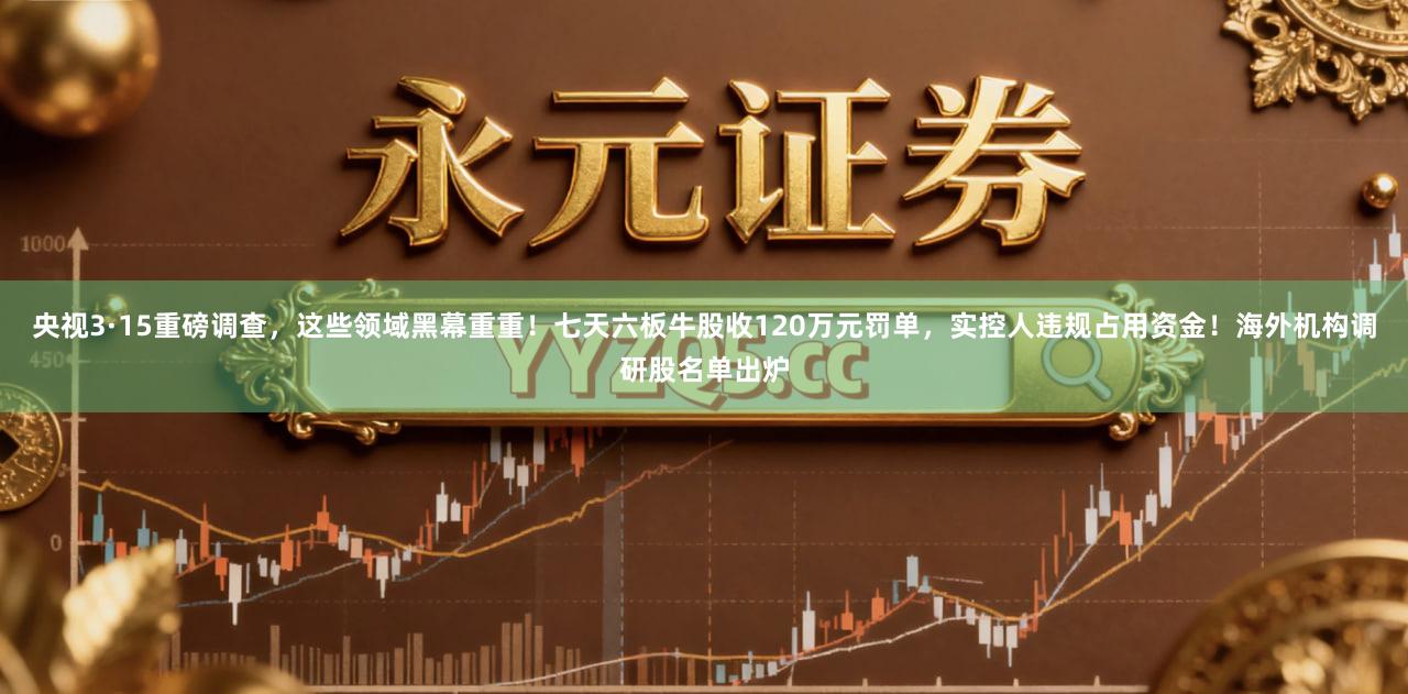 央视3·15重磅调查，这些领域黑幕重重！七天六板牛股收120万元罚单，实控人违规占用资金！海外机构调研股名单出炉